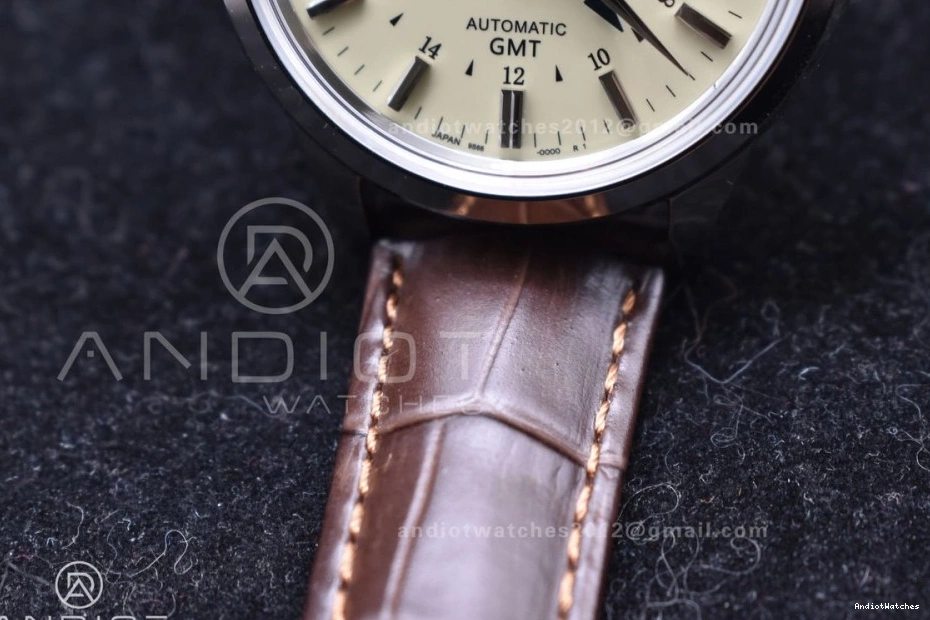 GSF Reliable 1:1 on Dial Edition Grand 886 Elegance Strap NH SS Best Brown Leather Cream GMT Seiko 0125